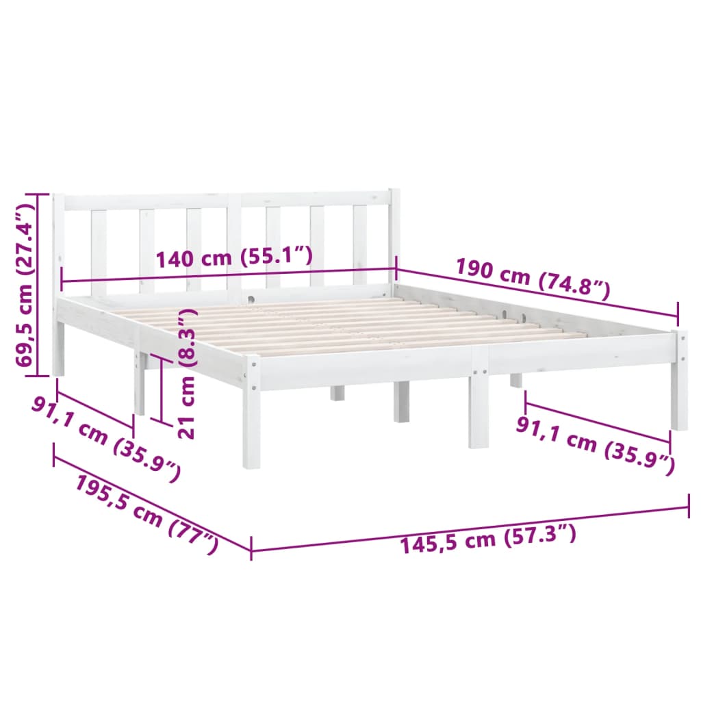 Giroletto Bianco in Legno Massello di Pino 140x190 cm 810063