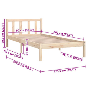 Giroletto in Legno Massello di Pino 90x200 cm  cod mxl 65062