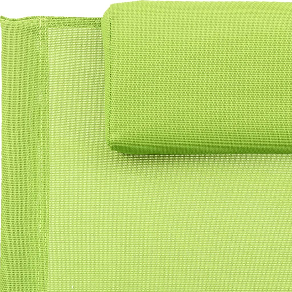 Lettino Prendisole con Cuscino in Acciaio e Textilene Verde cod mxl 23231