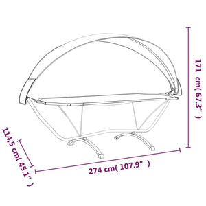 Lettino con Tettuccio Nero in Acciaio e Tessuto Oxford cod mxl 69427