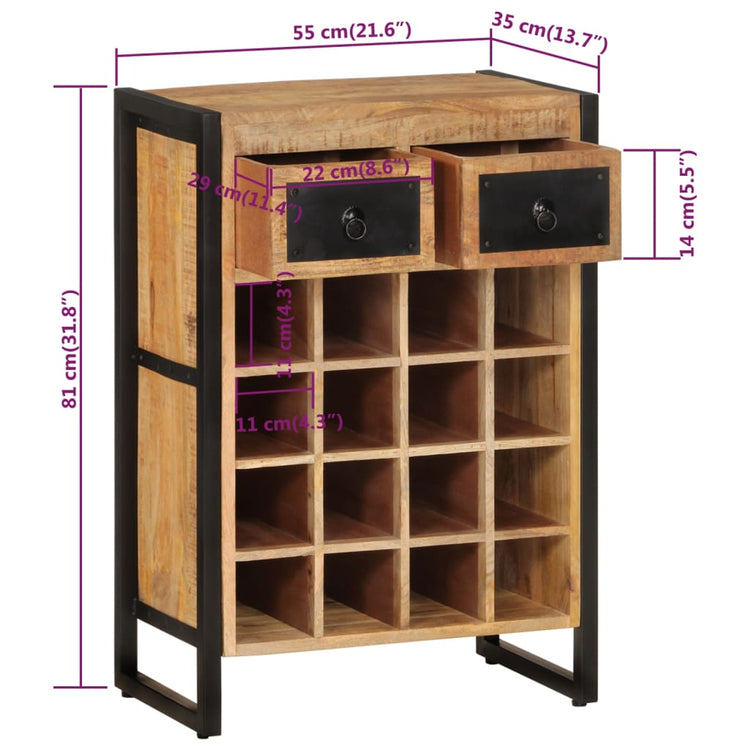 Portabottiglie per 16 Bottiglie in Legno Massello di Mango cod mxl 52727