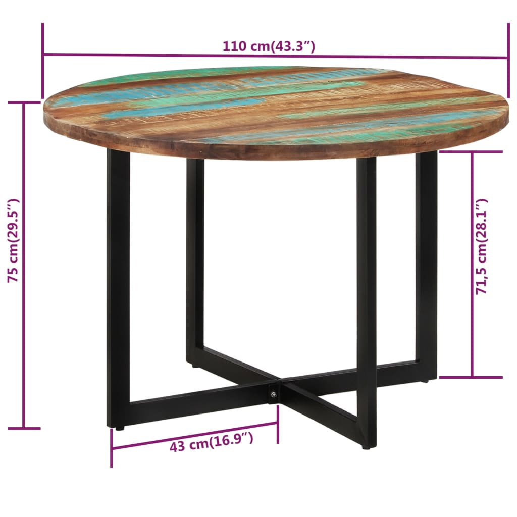 Tavolo da Pranzo 110x75 cm in Legno Massello di Recupero cod mxl 29867