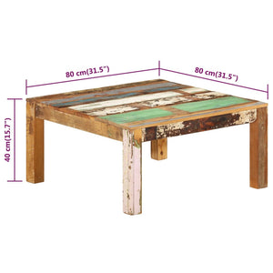 Tavolino da Salotto 80x80x40 cm in Legno Massello di Recupero cod mxl 29777