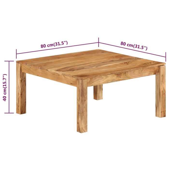 Tavolino da Salotto 80x80x40 cm in Legno Massello di Acacia 338031