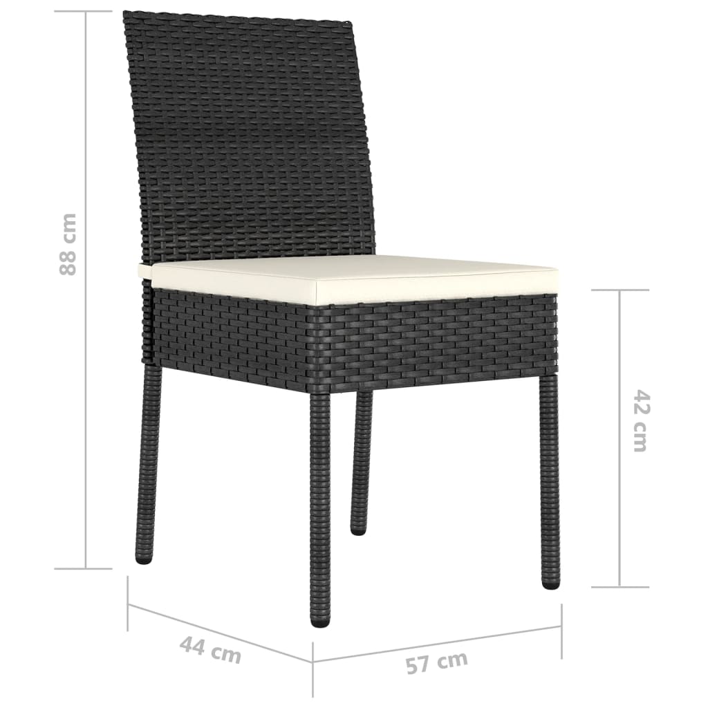 Sedie da Pranzo per Giardino 2 pz in Polyrattan Nero 317166