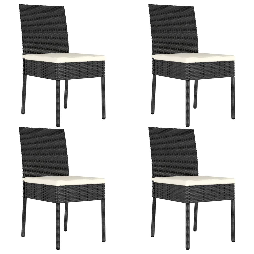 Sedie da Pranzo per Giardino 4 pz in Polyrattan Nero 317167