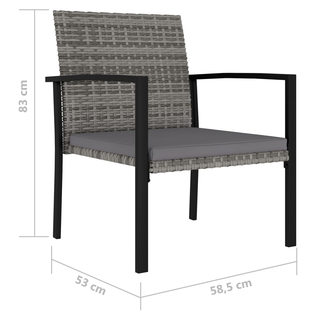 Sedie da Pranzo per Giardino 2 pz in Polyrattan Grigio 317172