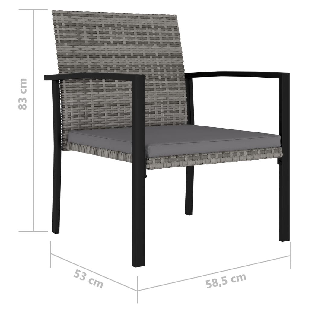 Sedie da Pranzo per Giardino 4 pz in Polyrattan Grigio 317173