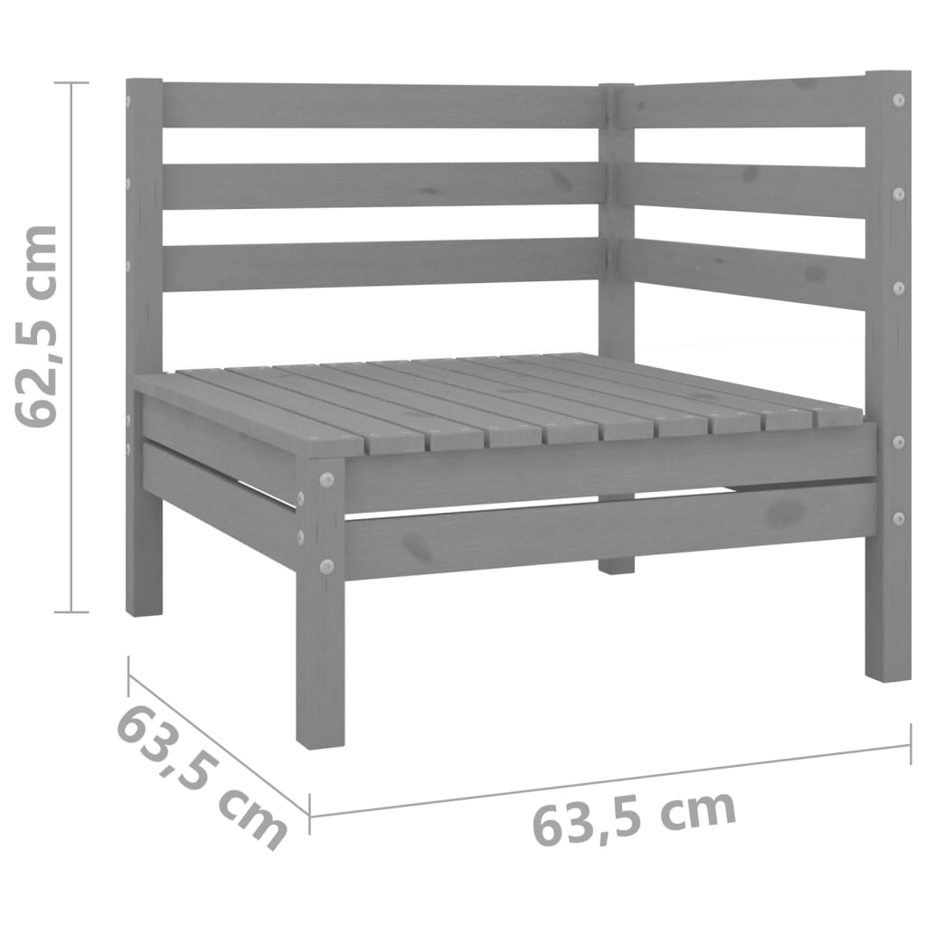 Divano da Giardino a 2 Posti Grigio in Legno Massello di Pino cod mxl 73564