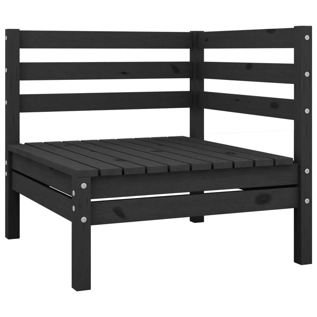 Set Divani da Giardino 3 pz Nero in Legno Massello di Pino 3082396