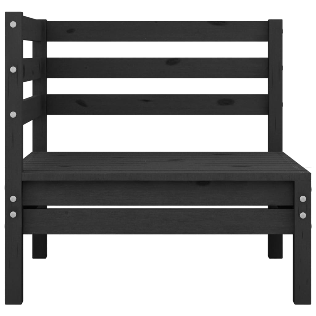 Set Divani da Giardino 3 pz Nero in Legno Massello di Pino 3082396