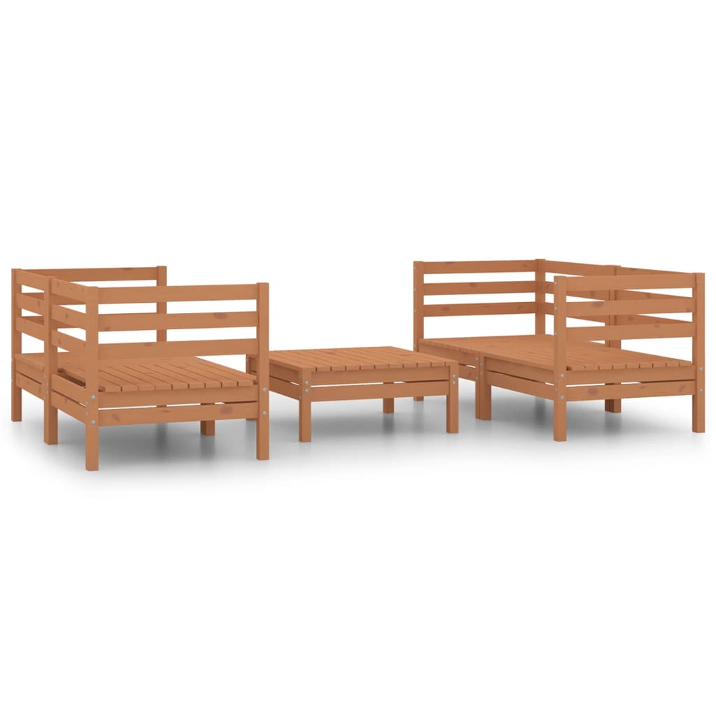 Set Divani da Giardino 5 pz Miele in Legno Massello di Pino cod mxl 37006