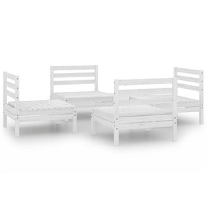 Set Divani da Giardino 4 pz Bianco in Legno Massello di Pino cod mxl 44694