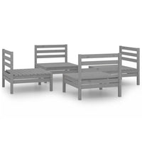 Set Divani da Giardino 4 pz Grigio in Legno Massello di Pino cod mxl 37009