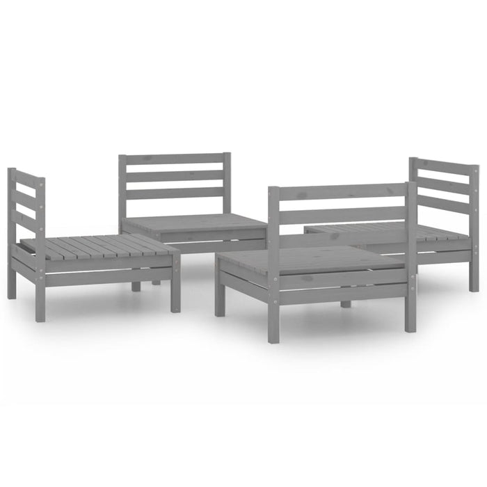 Set Divani da Giardino 4 pz Grigio in Legno Massello di Pino 3082404