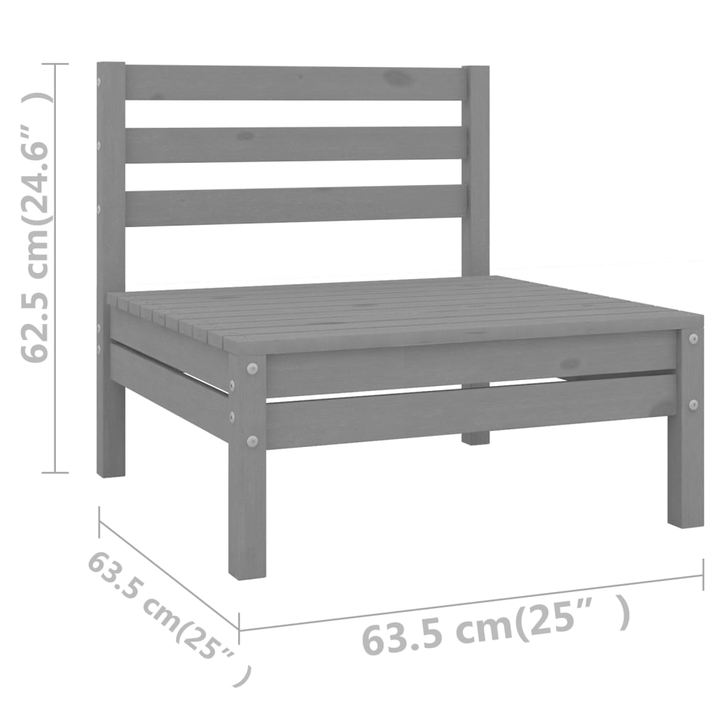 Set Divani da Giardino 4 pz Grigio in Legno Massello di Pino cod mxl 37009