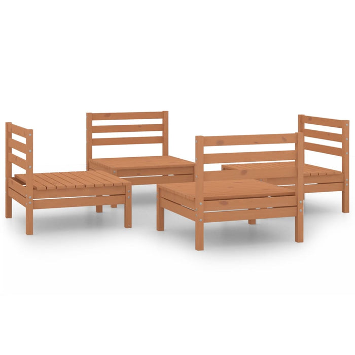 Set Divani da Giardino 4 pz Miele in Legno Massello di Pino cod mxl 42398