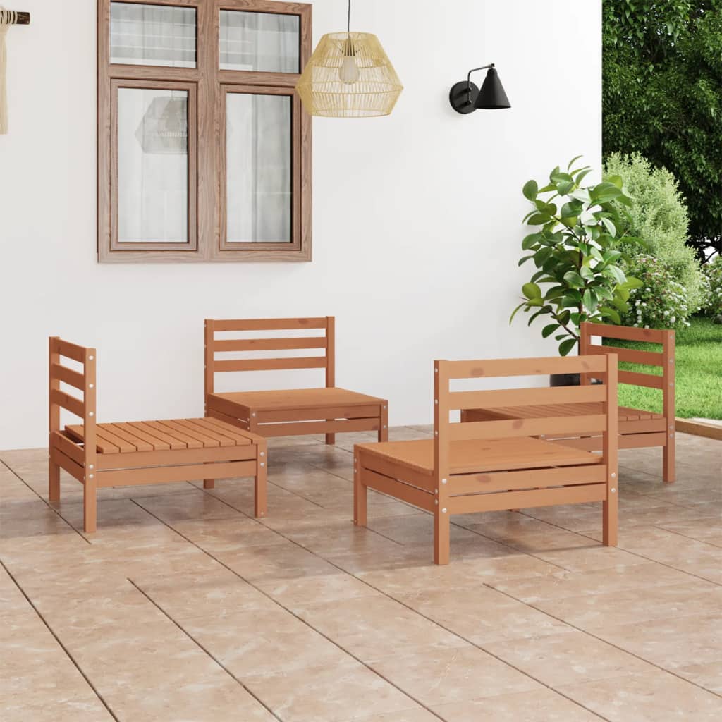 Set Divani da Giardino 4 pz Miele in Legno Massello di Pino cod mxl 42398