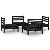 Set Divani da Giardino 4 pz Nero in Legno Massello di Pino 3082406