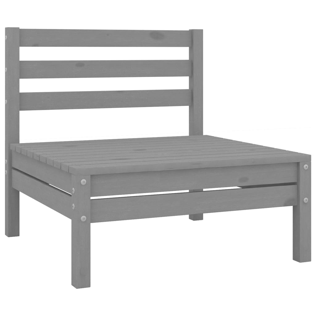 Set Divani da Giardino 8 pz Grigio in Legno Massello di Pino 3082414