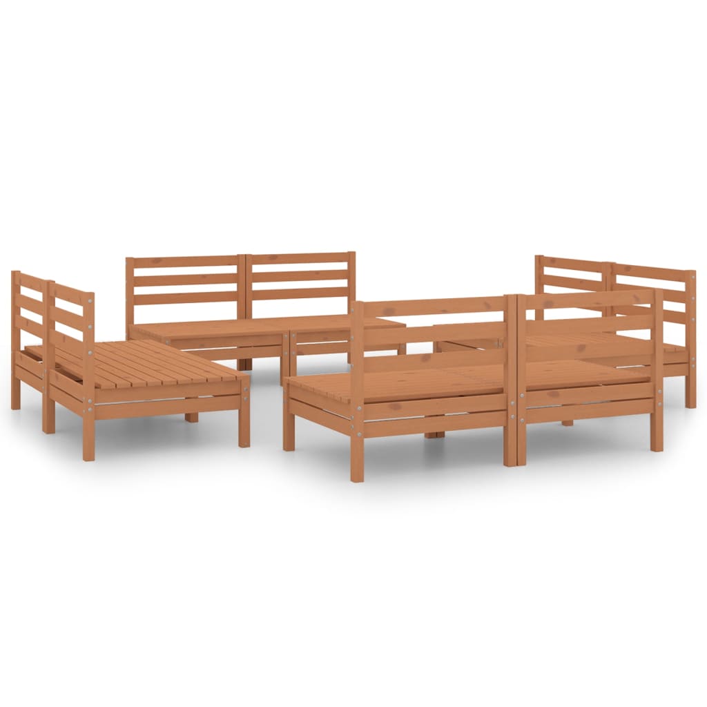 Set Divani da Giardino 8 pz Miele in Legno Massello di Pino cod mxl 37013