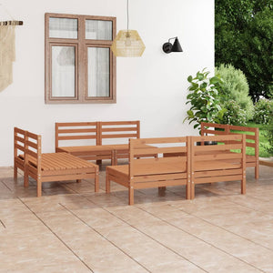 Set Divani da Giardino 8 pz Miele in Legno Massello di Pino cod mxl 37013