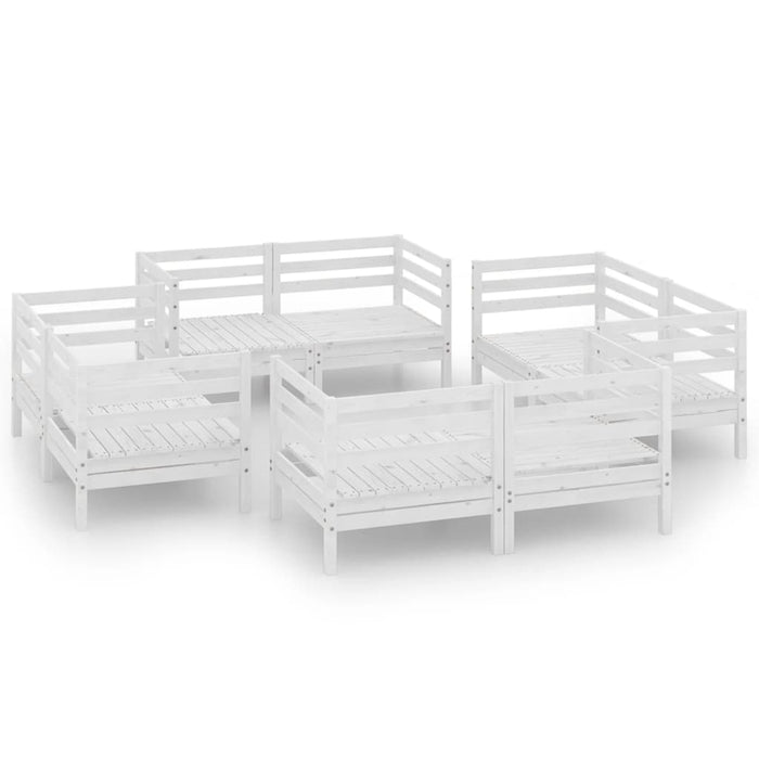 Set Divani da Giardino 8 pz Bianco in Legno Massello di Pino cod mxl 37018