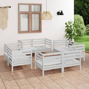 Set Divani da Giardino 8 pz Bianco in Legno Massello di Pino cod mxl 37018