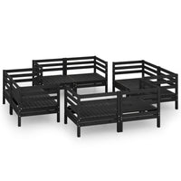 Set Divani da Giardino 8 pz Nero in Legno Massello di Pino cod mxl 37027