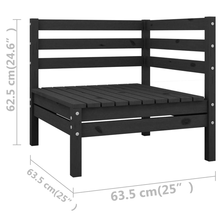 Set Divani da Giardino 8 pz Nero in Legno Massello di Pino cod mxl 37027