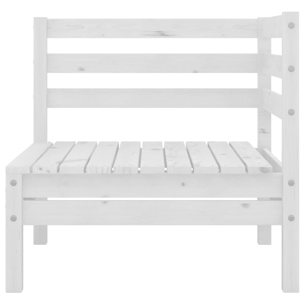 Set Divani da Giardino 9 pz Bianco in Legno Massello di Pino 3082433