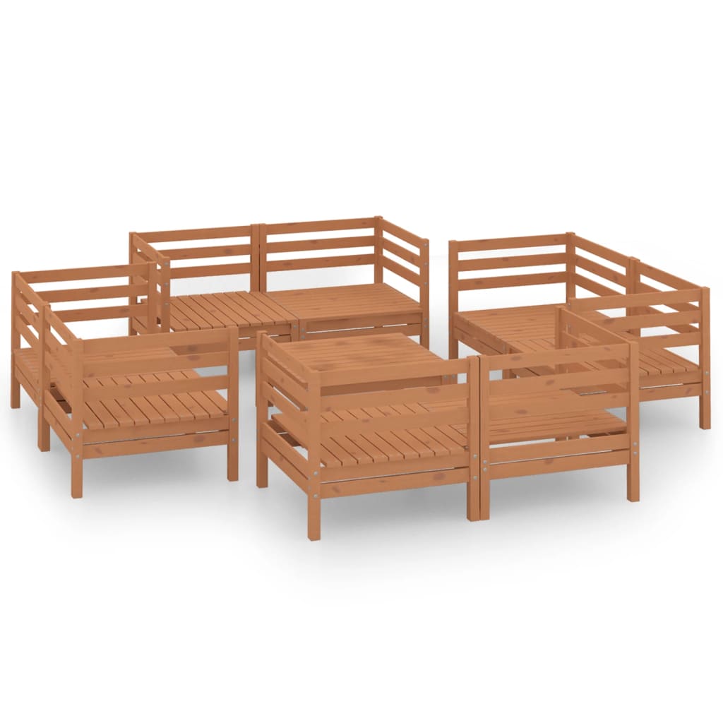 Set Divani da Giardino 9 pz Miele in Legno Massello di Pino cod mxl 37030