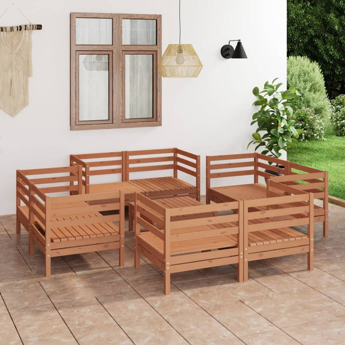 Set Divani da Giardino 9 pz Miele in Legno Massello di Pino cod mxl 37030