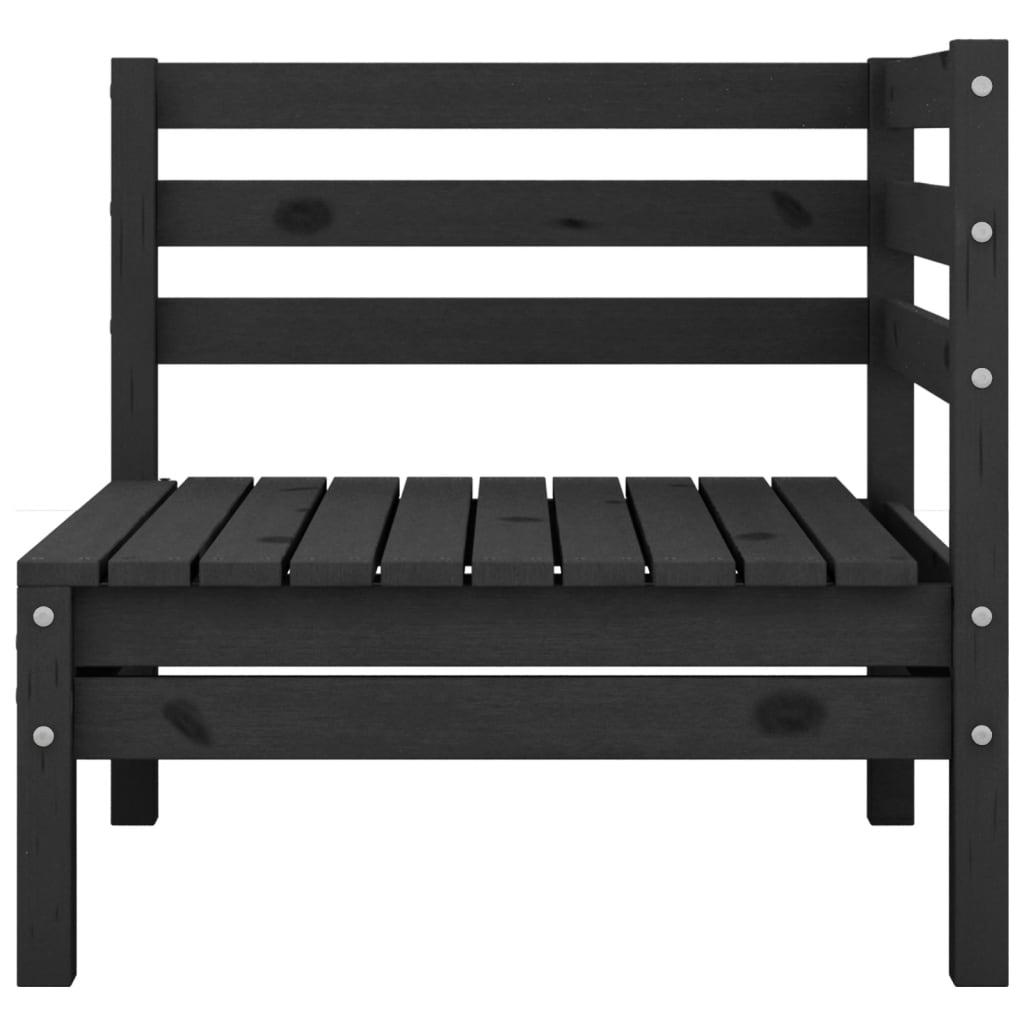 Set Divani da Giardino 9 pz Nero in Legno Massello di Pino 3082436