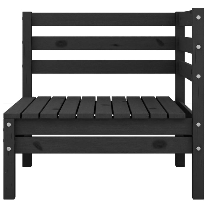 Set Divani da Giardino 4 pz Nero in Legno Massello di Pino 3082471