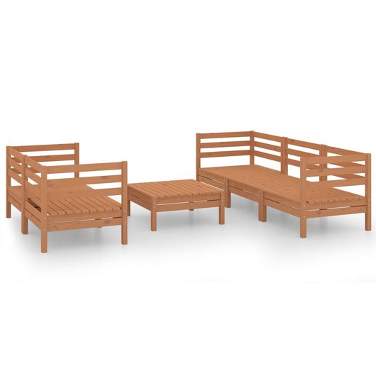 Set Divani da Giardino 6 pz Miele in Legno Massello di Pino 3082475