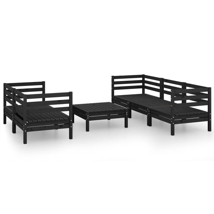 Set Divani da Giardino 6 pz Nero in Legno Massello di Pino 3082476