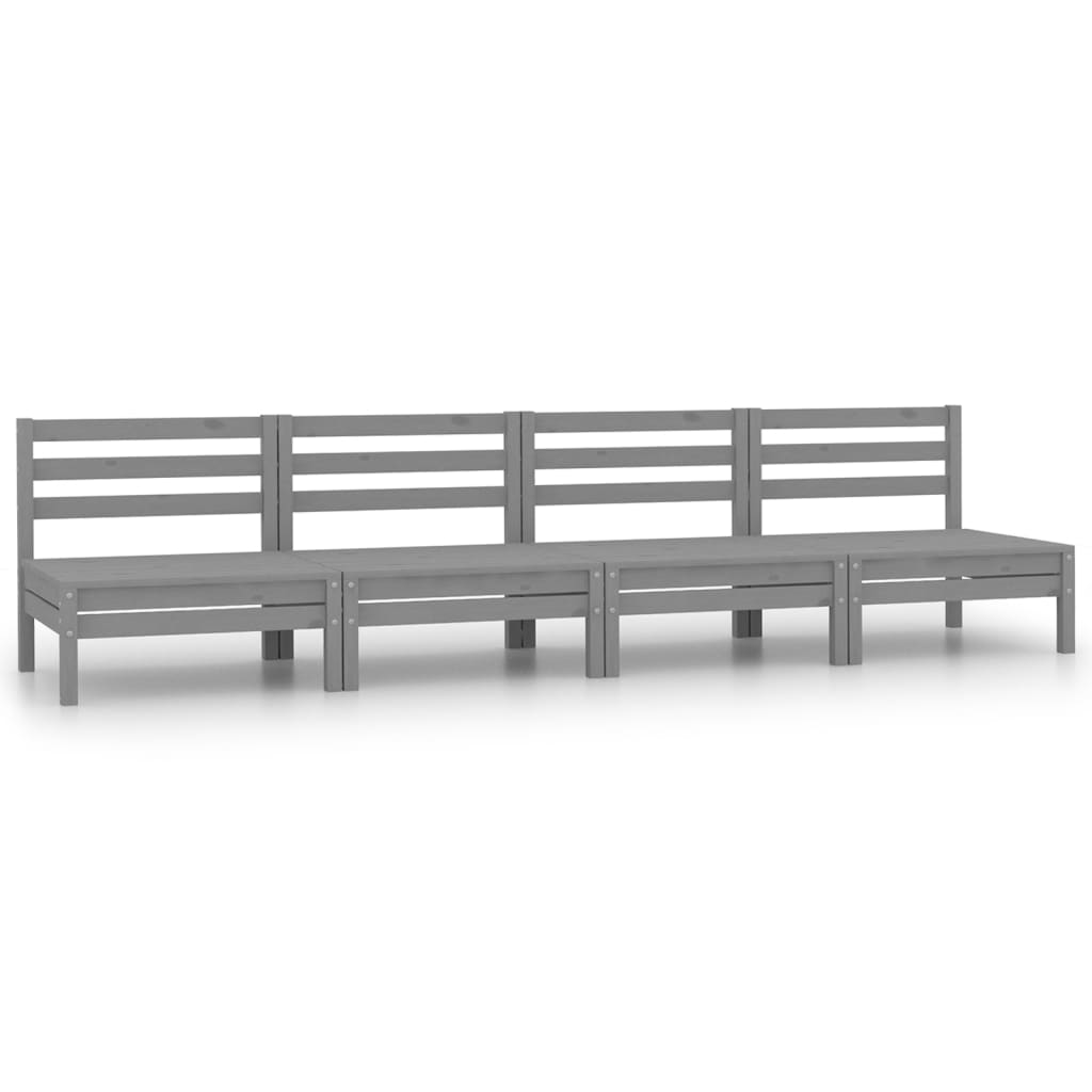 Set Divani da Giardino 4 pz Grigio in Legno Massello di Pino cod mxl 38066