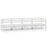 Set Divani da Giardino 4 pz Bianco in Legno Massello di Pino 3082503