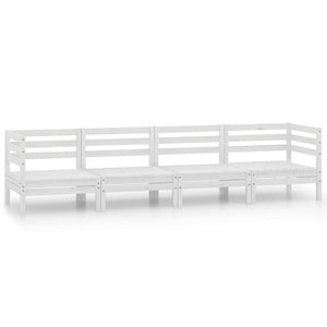 Set Divani da Giardino 4 pz Bianco in Legno Massello di Pino 3082503