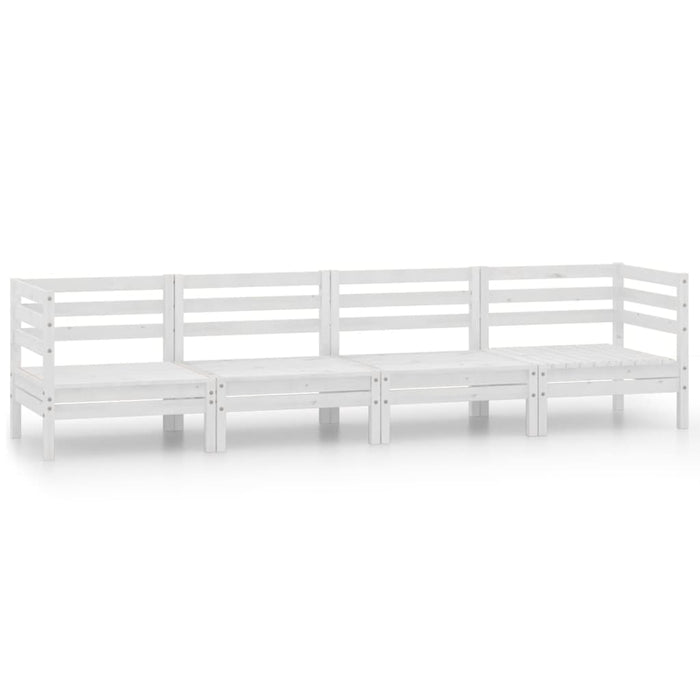 Set Divani da Giardino 4 pz Bianco in Legno Massello di Pino 3082503