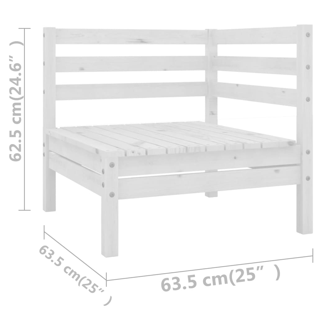 Set Divani da Giardino 4 pz Bianco in Legno Massello di Pino 3082503