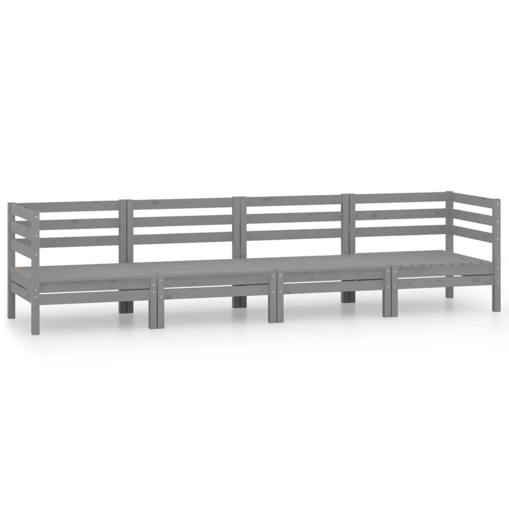 Set Divani da Giardino 4 pz Grigio in Legno Massello di Pino cod mxl 36453