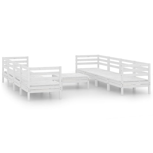 Set Divani da Giardino 9 pz Bianco in Legno Massello di Pino cod mxl 36450