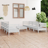 Set Divani da Giardino 9 pz Bianco in Legno Massello di Pino cod mxl 36450