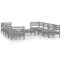 Set Divani da Giardino 9 pz Grigio in Legno Massello di Pino cod mxl 36444