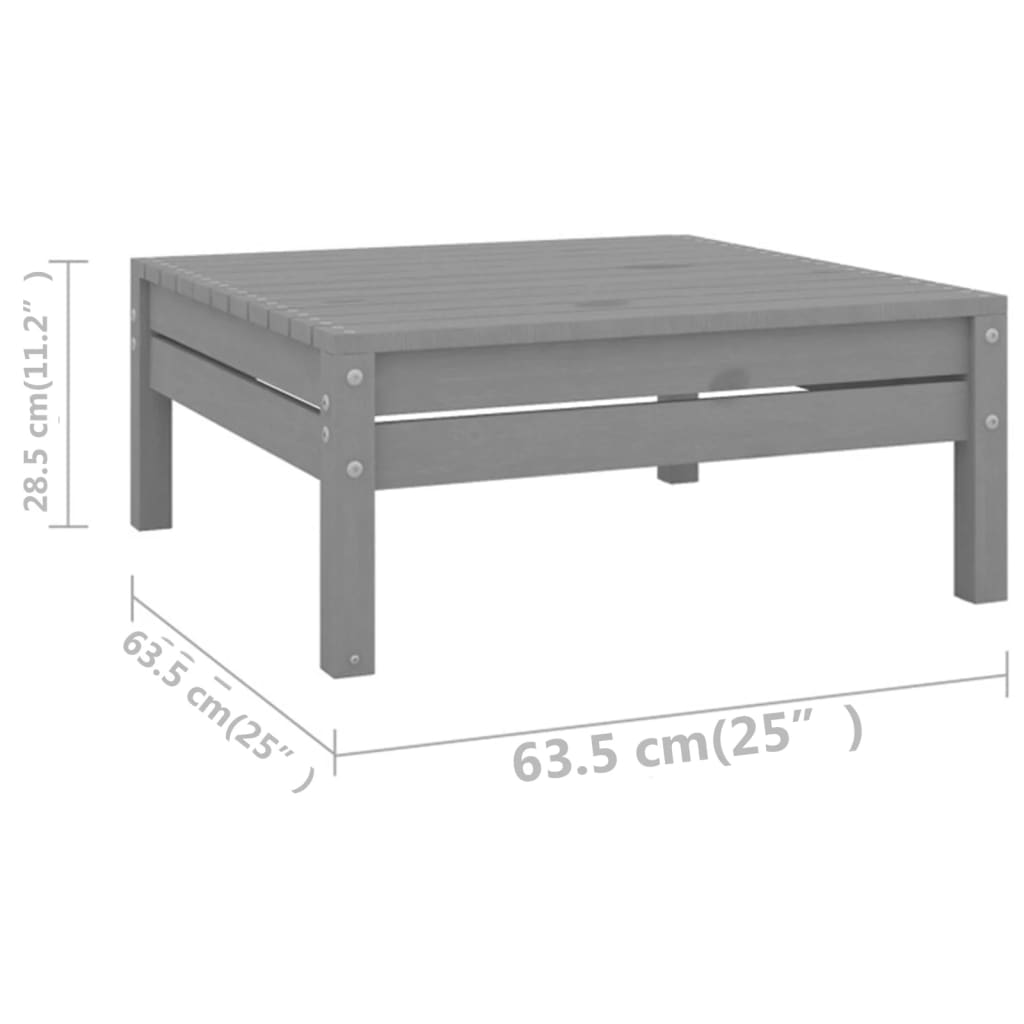 Set Divani da Giardino 9 pz Grigio in Legno Massello di Pino 3082519