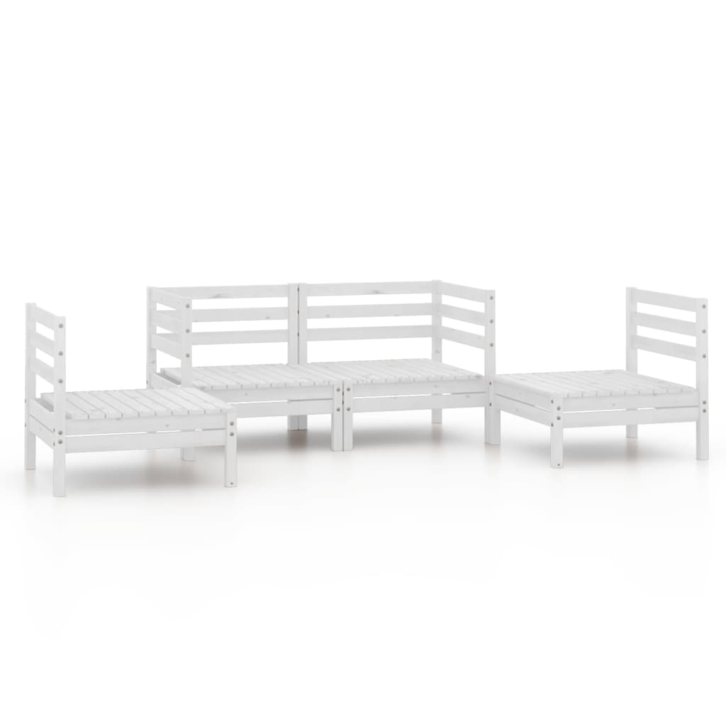 Set Divani da Giardino 4 pz Bianco in Legno Massello di Pino 3082523