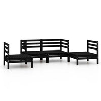 Set Divani da Giardino 4 pz Nero in Legno Massello di Pino cod mxl 36457