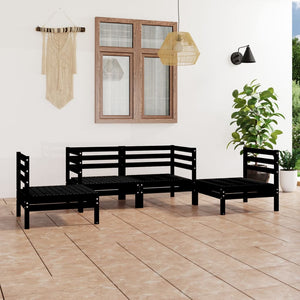 Set Divani da Giardino 4 pz Nero in Legno Massello di Pino cod mxl 36457